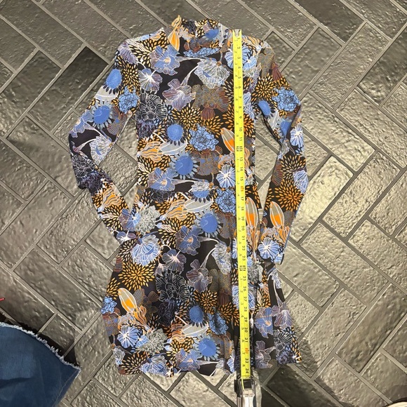 Floral H&M Long Sleeve turtleneck  - Blue and Black gorgeous patterned dress - Picture 6 of 7